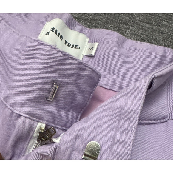Amelie Teje Purple Lavender Logo WideLeg Long Cargo Pant Size Small - Picture 10 of 12